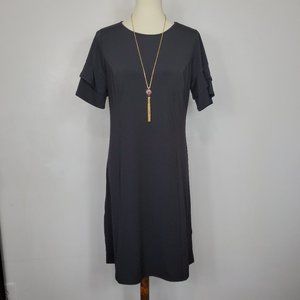 Bob Mackie Black Petite Ruffle Sleeve Pullover Dress NWOT Size S